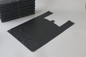 10% ra phân hủy sinh học màu đen nhựa t Áo SƠ MI VEST tàu sân bay nhựa túi rác nhà hàng bán lẻ hàng tạp hóa túi 40x60 + 8cm 25micron - Product Image 5