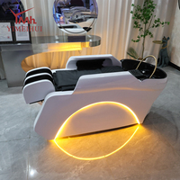 Fauteuil de spa électrique blanc pour soins capillaires, lit de lavage et de massage commercial pour salon de coiffure professionnel