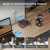 TESmart Triple Monitor KVM Switch Dock DP1.2 & USB-C 4K60Hz pour 2 PCs & 3 moniteurs Video HDMI Matrix Switcher