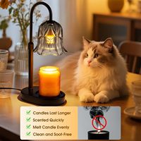 Lampe chauffe-bougie électrique à hauteur réglable avec design floral, intensité variable et minuterie pour la décoration intérieure