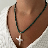 Collar con Colgante de Corazón y Cruz de Estilo Vintage 2025, con Perla de Agua Dulce, Joyería para Mujer, Regalo