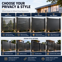Système de clôture en aluminium pour la protection de la vie privée, clôture à lattes horizontales avec revêtement en poudre pour villas, jardins et projets résidentiels