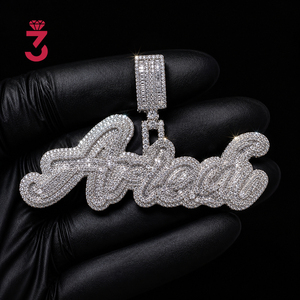 Custom Iced Out Vvs Moissanite Name Chain <strong>Pendant</strong> <strong>Man</strong> 18K Gold Baguette Lab Grown Diamond Hip Hop Letter Necklace <strong>Pendant</strong> - Product Image 5