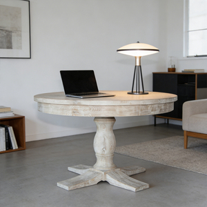 <span class=keywords><strong>Table</strong></span> de restaurant commerciale ronde en bois massif avec piétement sur pied, finition vieillie, pour café, <span class=keywords><strong>bistrot</strong></span>, salle à manger - Product Image 4