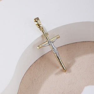 Toptan 14k & 18k altın kaplama hıristiyan dini İsa & haç çapraz kolye zirkon kadınlar erkekler için çocuk ankastre - Product Image 2