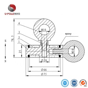 2.75 \ "terre rare néodyme Double face <span class=keywords><strong>aimant</strong></span> de <span class=keywords><strong>pêche</strong></span> 1000lbs force combinée personnalisé <span class=keywords><strong>aimant</strong></span> de pince magnétique industriel - Product Image 6