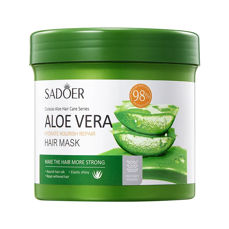 Toptan SADOER doğal saç bakım ürünü aloe vera saç maskesi kadın ve erkekler için