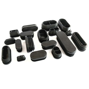 Black Ribbed Oval <b>Plastic</b> Tube Plug Furniture Pipe End Cap for Table Chair Gym Frame, Made in China - Product Image 2
