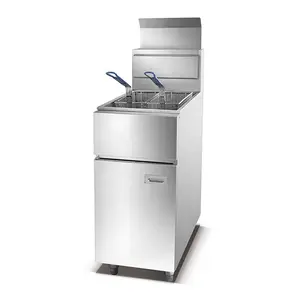 FLAMEMAX Stainless Steel 1 Tank 2 Basket Commercial Chicken Potato Chips Gas Deep Fryer with Temperature Control