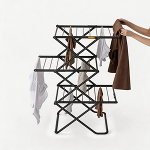 Séchoir à linge pliable multi-niveaux en métal, moderne et peu encombrant, pour la maison, la buanderie ou le balcon - Product Image 1