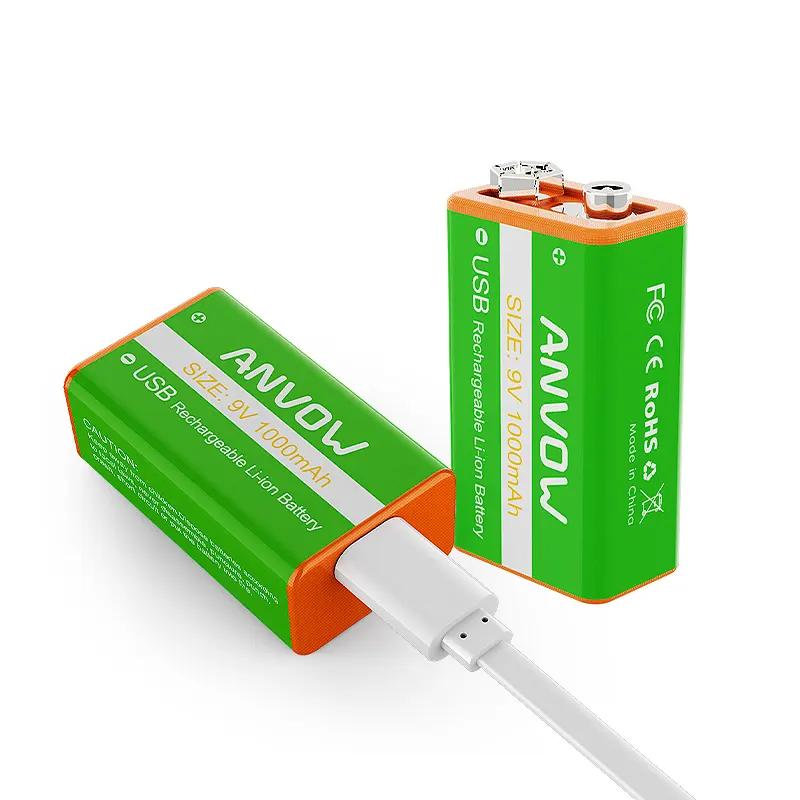Batterie al litio ricaricabili all'ingrosso 9V 1000mah di grande potenza batteria ricaricabile usb 9V di tipo C per elettrodomestici,