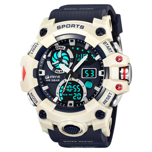 STRYVE Nuovi orologi sportivi con doppio display analogico <span class=keywords><strong>digitale</strong></span> LED, orologi <span class=keywords><strong>da</strong></span> <span class=keywords><strong>polso</strong></span> elettronici al quarzo, cronometri impermeabili fino a 50 m, 8027 - Product Image 5