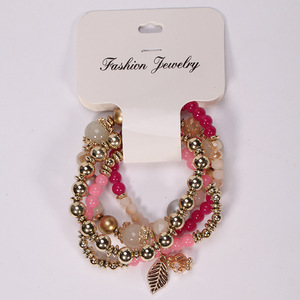 Trendy Zinc Alloy <b>Beaded</b> <b>Bracelets</b> with Imitation Pearl and Feather Charm Gold Plated Women's Fashion Jewelry - Product Image 5
