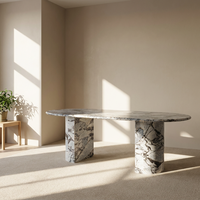 Table à manger en marbre bleu galaxie de luxe Kumusi Furniture, design tendance pour la maison