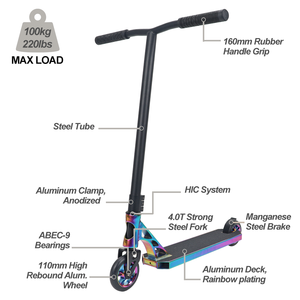 Patinete Acrobático Profesional con Rodamientos ABEC-9, Ruedas de PU 88A y Capacidad de Carga de 100 kg - Product Image 3