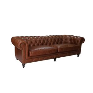 Canapé <span class=keywords><strong>Chesterfield</strong></span> vintage en cuir véritable pleine fleur marron, avec accoudoirs roulés, style rétro, <span class=keywords><strong>2</strong></span> places, pour hôtel et maison - Product Image 6