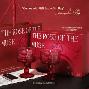 Muse Rose Scented <b>Candle</b> Gift Set 2Pcs <b>Red</b> Glass Goblet <b>Candles</b> With Gift Bag For Wedding Valentine Gift - Product Image 4