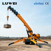 Grue araignée sur chenilles à haute capacité de levage, compacte et pliable, pour la rénovation intérieure et l'installation de toitures
