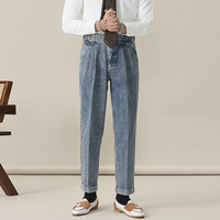 LARSUR Pantalon d'affaires décontracté et sans plis personnalisé d'usine Denim Gurkha Naples Pantalon de costume chino plissé de style italien