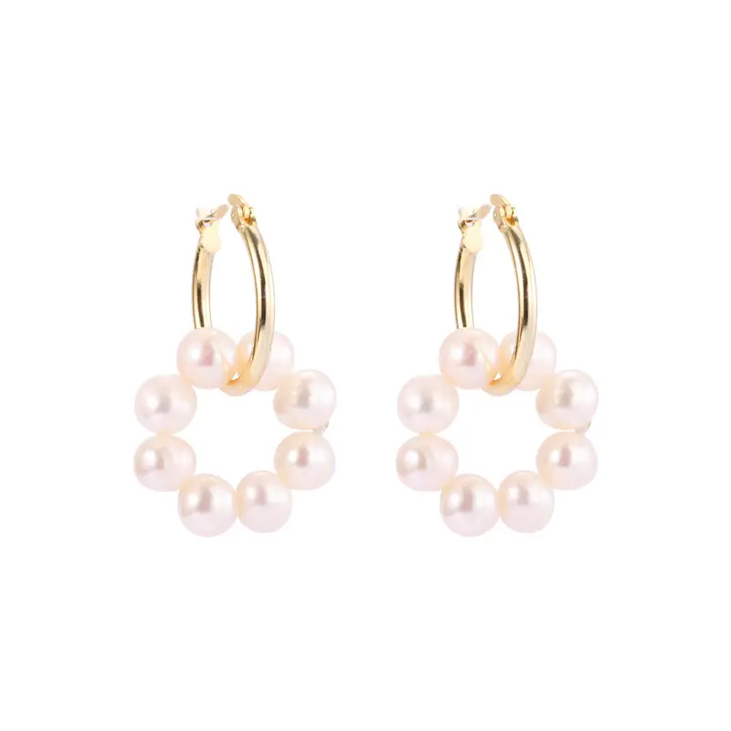 New Silver Jewelry Designer Wholesale Gold Plated Fresh Water Pearl Stud Earrings Wedding Pearl Earrings For Women Jewelry Gift