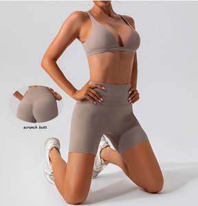 OEM Butt Lift Deporte Entrenamiento de cintura alta de dos piezas Athletic Fitness Mujeres Yoga Shorts Set - Product Image 6