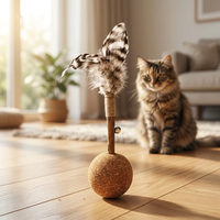 Mainan Promosi Grosir Cork Tumbler untuk Kucing dengan Bulu & Lonceng - Mainan Interaktif Ramah Lingkungan untuk Menggoda Kucing