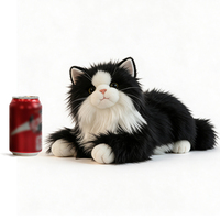 Peluche réaliste chat noir et blanc à poils longs, super douce en coton PP, lavable, vente en gros d'usine, cadeau pour enfants, OEM