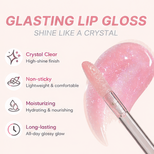 Huile à lèvres vegan OEM ODM avec logo personnalisé, effet scintillant cristallin, lèvres pulpeuses, ne colle pas au verre, aspect naturel, lèvres brillantes - Product Image 5