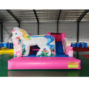 Château gonflable pour enfants Mico Brand, arc-en-ciel, cheval, avec toboggan, garantie 3 ans, capacité 300-500 kg, prix d'usine - Product Image 1