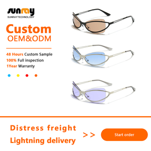 Lunettes de soleil unisexes vintage à monture métallique, verres UV400, forme originale, personnalisables avec logo, pour hommes, vente en gros - Product Image 2