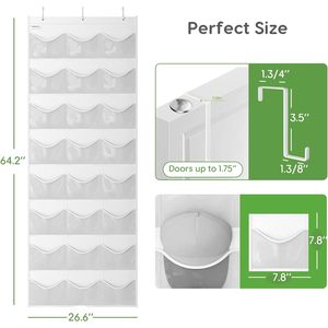 Organizador de Gorras de Béisbol con 24 Bolsillos para Colgar Sobre la Puerta, Bolsillos Profundos Transparentes para Guardar Gorras Detrás de las Puertas - Product Image 2