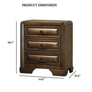 Transitional Style Nightstand 3 <b>Drawer</b> Brown Finish Bedroom Furniture - Product Image 3