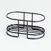 Support d'organisation de rangement moderne à 2 fentes en métal noir pour lavabo de salle de bain