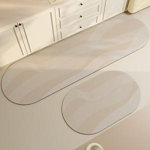 Set Keset Dapur Diatom Mud Pola Geometris Gaya Kesederhanaan Modern Anti Selip Alas Karet Tipis Dapat Dicuci Mesin Tahan Minyak dan Air - Product Image 6