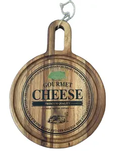 Akasya yuvarlak peynir tahtası gurme seçimi Premium kalite hafif olgun Vintage ahşap servis tepsisi Parmesan Cheddar Brie oluk