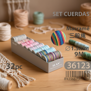 Set di Cordoncini per Macramè Ilan 1.5mm 9M 32 Pezzi Corda Multicolore per Artigianato - Product Image 2