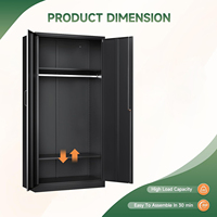 Armoire de rangement autoportante en acier sécurisée, anti-rouille, avec serrure de sécurité et étagères intérieures amovibles pour chambre à coucher