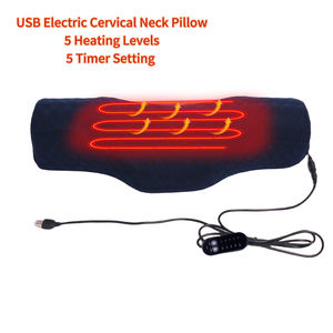 Oreiller chauffant en mousse à mémoire de forme, soutien cervical ergonomique, lavable, tricoté, oblong, avec protection en éponge compressée, rechargeable par USB - Product Image 4