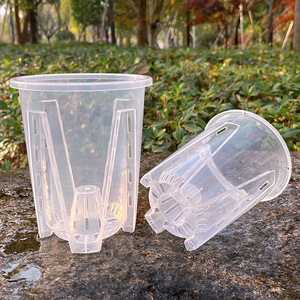 Vaso <span class=keywords><strong>per</strong></span> Fiori P374 Verde Trasparente a Forma di Montagna, Vaso Grande in Plastica Speciale Traspirante e Cavo <span class=keywords><strong>per</strong></span> Orchidee e Muschio Sfagno - Product Image 3