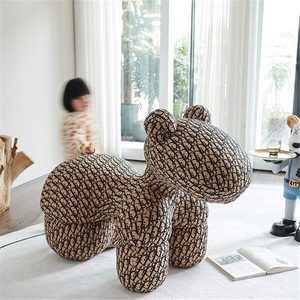 JS Tabouret enfant en forme de poney de dessin animé, chaise de repos animale de dessin animé, jouet décoratif pour le sol, pour salon, chambre et salle de jeux - Product Image 2