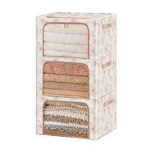 Clothes Storage <b>Box</b> Fabric <b>Large</b> Capacity Rectangle With Flower Pattern For Household Use - Product Image 1