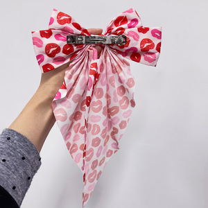 Jepit Rambut Syh1537 Elegan Bentuk Hati Pita Cinta Jepit Rambut Pegas Pita Besar untuk Wanita Pesta Rambut Valentine - Product Image 2