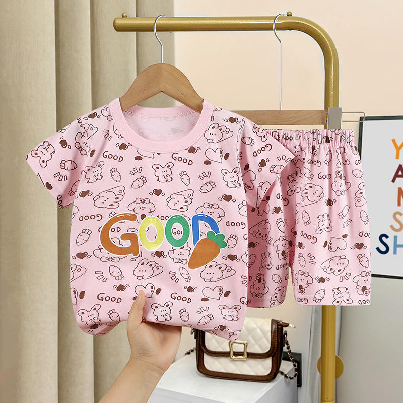 Wholesale Summer Baby Clothes Cotton Kids Outfits Short Sleeve T