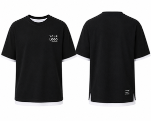 เสื้อยืดคัสตอมสองชั้นทรงโอเวอร์ไซส์ ไหล่ตก สไตล์สตรีทแวร์ ผ้าคอตตอนหนา เสื้อยืดเปล่า รับผลิตแบบ OEM ODM - Product Image 2