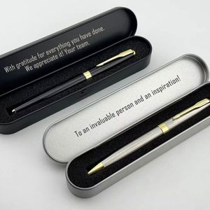 Ensemble de stylos écologiques personnalisés et durables, stylo en métal promotionnel avec logo personnalisé, stylet en métal avec étui, ensemble cadeau - Product Image 1
