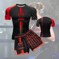 Maillot de compression personnalisé 100% polyester 220g, tenue d'entraînement unisexe pour la boxe, avec logo frontal et détection par aiguille, ensemble de maillots de compression