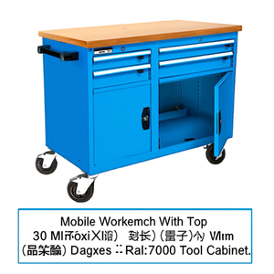 Fami Mobile Workbench With 30 Mm Multiplex Top 4 <b>Drawers</b> 1227X700X915 Mm Dark Grey Ral7000 <b>Tool</b> Cabinet - Product Image 3