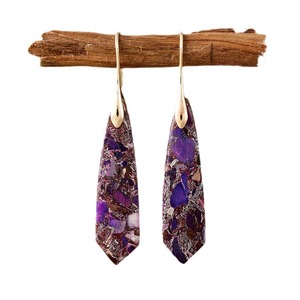 Geometric Natural Stone Drop Earrings For Women Party Jewelry <b>Light</b> Luxury Bohemian Style Teardrop Shape - Product Image 5