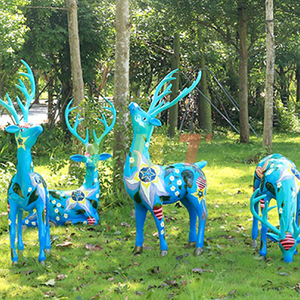 Escultura de Ciervo Sika de Fibra de Vidrio Libit, Pintada, Decoración para Jardín Exterior - Product Image 3