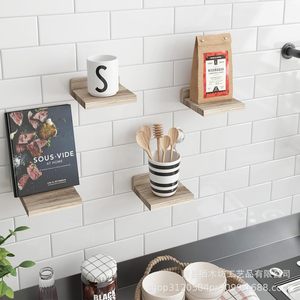 Wall Mounted Plant <b>Shelf</b> Wooden Rectangle Living Room Decorative <b>Rack</b> For Small Potted Green Plants - Product Image 2
